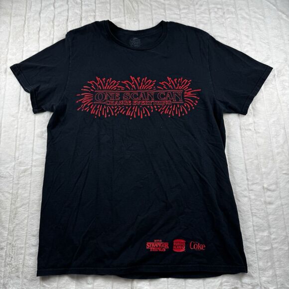 Netflix Stranger Things Coke Burger King Promo T-Shirt Adult Large 2019 Black - Picture 1 of 8